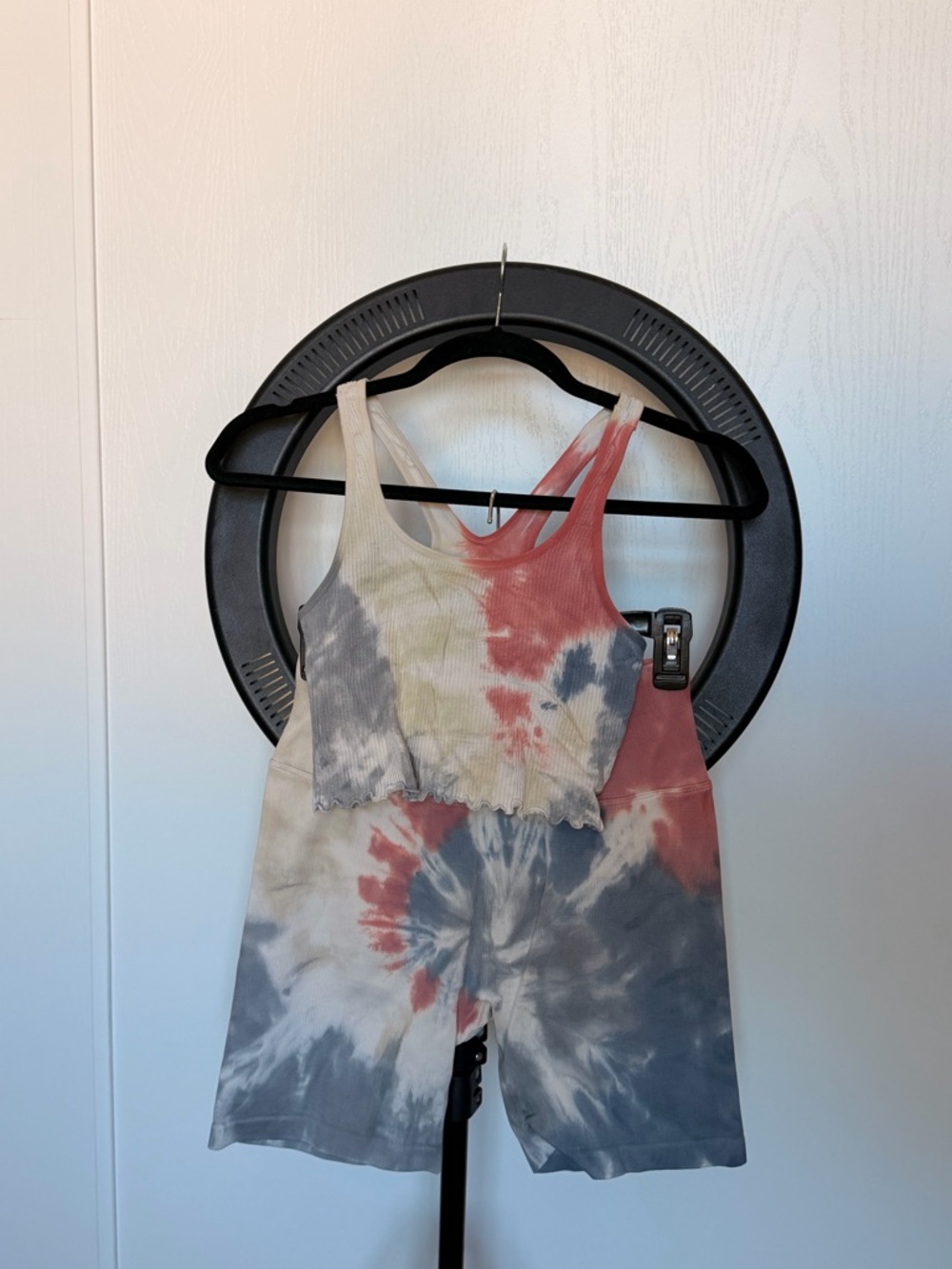 Spiritual Gangster Tie-Dye Ribbed Two-Piece Set - Red, White, Blue